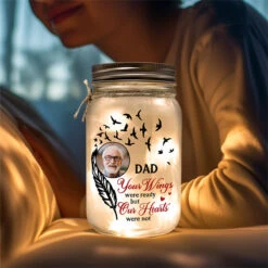 Custom Photo Your Wings Were Ready But Our Hearts Were Not - Memorial Personalized Custom Mason Jar Light - Sympathy Gift For Family Members -Pawfect House Store THUMB 3 95e7cecd bf6a 4bad 952c e6da35038c9b