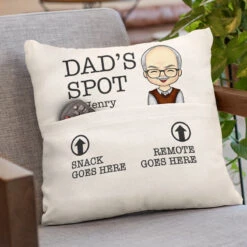 Daddy's Spot, Snack & Remote Go Here Too - Family Personalized Custom Pocket Pillow - Father's Day, Birthday Gift For Dad, Grandpa -Pawfect House Store THUMB 3 9cb45dc6 416b 40e5 8f4c bc7d4fd5194f