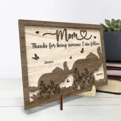 Thanks For Being Someone I Can Follow - Family Personalized Custom 2-Layered Wooden Plaque With Stand - House Warming Gift For Mom -Pawfect House Store THUMB 3 d2f40e56 88fc 4748 965f 2e26edf74555