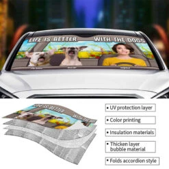 Custom Photo Life Is Better With The Pets - Dog & Cat Personalized Custom Auto Windshield Sunshade, Car Window Protector - Gift For Pet Owners, Pet Lovers -Pawfect House Store THUMB 3 f01c92ba be71 46cf b5e4 cde136ab2493