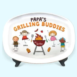 Grilling Buddies - Family Personalized Custom Platter - Father's Day, Birthday Gift For Dad -Pawfect House Store THUMB 4 b034af01 884b 42ff 9882 4db5aba22b65