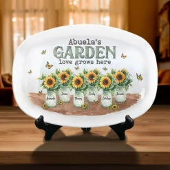 Grandma's Garden Love Grows Here - Family Personalized Custom Platter - Mother's Day, Birthday Gift For Grandma -Pawfect House Store THUMB 5 1 jpg