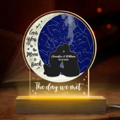 Love You To The Moon And Back - Couple Personalized Custom Shaped 3D LED Light - Gift For Husband Wife, Anniversary