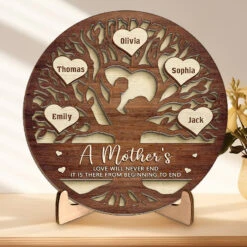 A Mother's Love Is The Heart Of A Family - Family Personalized Custom 2-Layered Wooden Plaque With Stand - House Warming Gift For Mom