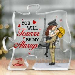 I Love You Forever & Always - Couple Personalized Custom Puzzle Shaped Acrylic Plaque - Gift For Husband Wife, Anniversary
