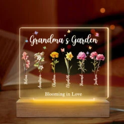 My Garden, My Love - Family Personalized Custom Rectangle Shaped 3D LED Light - Gift For Grandma
