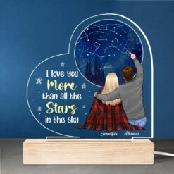 If Kisses Were Stars, I Would Give You The Sky - Couple Personalized Custom Heart Shaped 3D LED Light - Gift For Husband Wife, Anniversary