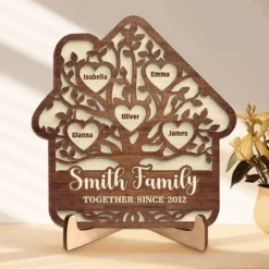 Our Family Together Since - Family Personalized Custom 2-Layered Wooden Plaque With Stand - Gift For Family Members