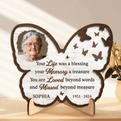 Custom Photo You Are Loved Beyond Words - Memorial Personalized Custom 2-Layered Wooden Plaque With Stand - Sympathy Gift For Family Members