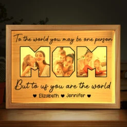 Custom Photo You Mean The World To Us - Family Personalized Custom Frame Light Box - Birthday Gift For Mom