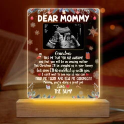 Custom Photo Kiss Me Goodnight - Family Personalized Custom Rectangle Shaped 3D LED Light - Baby Shower Gift, First Christmas Gift, Christmas Gift For First Mom