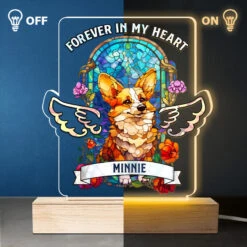 Forever In Our Hearts - Memorial Personalized Custom Stain Glass Style Rectangle Shaped 3D LED Light - Sympathy Gift, Gift For Pet Owners, Pet Lovers -Pawfect House Store THUMB3 114b449e 19da 4d8e b1d8 5989816b3ac0