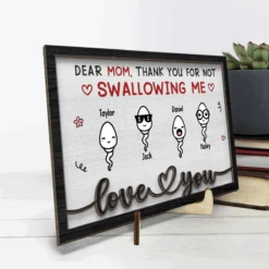 Thanks For Not Swallowing Us - Family Personalized Custom 2-Layered Wooden Plaque With Stand - House Warming Gift For Mom -Pawfect House Store THUMB3 253d0206 70f5 4922 bcce 3220ec132653