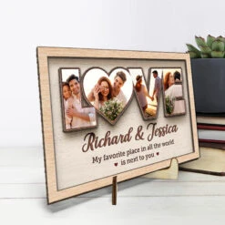 Custom Photo My Favorite Place Is Next To You - Couple Personalized Custom 2-Layered Wooden Plaque With Stand - House Warming Gift For Husband Wife, Anniversary -Pawfect House Store THUMB3 28a467f0 8fa6 4a9e 9185 7c92dd4e0ba5