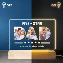 Custom Photo Five Star Dad Papa - Family Personalized Custom Rectangle Shaped 3D LED Light - Father's Day, Birthday Gift For Dad, Grandpa -Pawfect House Store THUMB3 548a5582 31b4 485a b574 7b0a375c3fa5