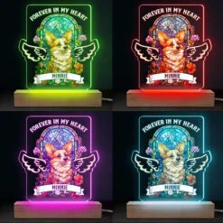 Forever In Our Hearts - Memorial Personalized Custom Stain Glass Style Rectangle Shaped 3D LED Light - Sympathy Gift, Gift For Pet Owners, Pet Lovers -Pawfect House Store THUMB4 ab35392a 3195 4cae 8c20 85b34582eb7d
