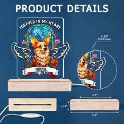 Forever In Our Hearts - Memorial Personalized Custom Stain Glass Style Rectangle Shaped 3D LED Light - Sympathy Gift, Gift For Pet Owners, Pet Lovers -Pawfect House Store THUMB6 80c5c2c7 0feb 4da1 b89a 349d030f8b0c