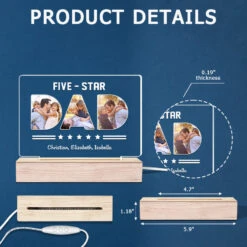 Custom Photo Five Star Dad Papa - Family Personalized Custom Rectangle Shaped 3D LED Light - Father's Day, Birthday Gift For Dad, Grandpa -Pawfect House Store THUMB6 f9480811 9685 4ccb ae4a 809246a34e3d