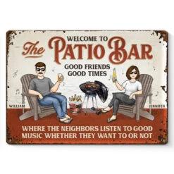 The Patio Bar Good Friends Good Times - Couple Personalized Custom Home Decor Metal Sign - House Warming Gift For Husband Wife, Anniversary