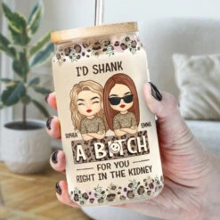 Thanks For Being My Bestie - Bestie Personalized Custom Glass Cup, Iced Coffee Cup - Gift For Best Friends, BFF, Sisters