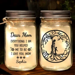 A Mother’s Love Is Everything - Family Personalized Custom Mason Jar Light - Mother's Day, Gift For Mom