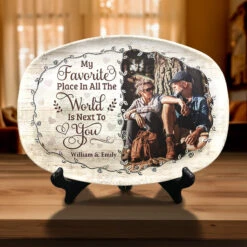 Custom Photo Next To You Is My Favorite Place - Couple Personalized Custom Platter - Gift For Husband Wife, Anniversary