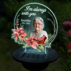 Custom Photo I'm Always With You - Memorial Personalized Custom Garden Solar Light - Sympathy Gift For Family Members