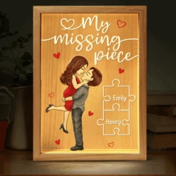 My Missing Piece - Couple Personalized Custom Frame Light Box - Gift For Husband Wife, Anniversary