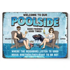 Good Friends Good Times - Couple Personalized Custom Home Decor Metal Sign - House Warming Gift For Husband Wife, Anniversary