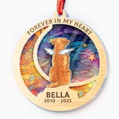 Forever In My Heart - Memorial Personalized Custom Suncatcher Ornament - Acrylic Round Shaped - Christmas Gift, Sympathy Gift For Pet Owners, Pet Lovers