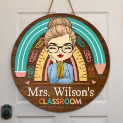 Welcome Sweet Classroom - Teacher Personalized Custom Round Shaped Home Decor Wood Sign - House Warming Gift For Teacher, Back To School