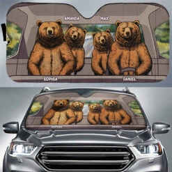 Freedom On Our Four Wheels - Family Personalized Custom Auto Windshield Sunshade, Car Window Protector - Gift For Family Members