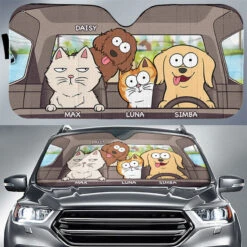 Pet's Trip - Dog & Cat Personalized Custom Auto Windshield Sunshade, Car Window Protector - Gift For Pet Owners, Pet Lovers
