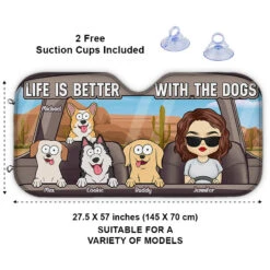 Life Is Better With A Dog - Dog Personalized Custom Auto Windshield Sunshade, Car Window Protector - Gift For Pet Owners, Pet Lovers -Pawfect House Store Thumb 2 30a51783 9694 40f8 b36d f0719b17564f