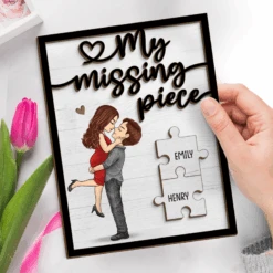 Honey, You're My Missing Piece - Couple Personalized Custom 2-Layered Wooden Plaque With Stand - House Warming Gift For Husband Wife, Anniversary -Pawfect House Store Thumb 2 5f84786a 890b 49e2 bd3e 361a72214ff2