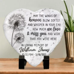 May The Winds Of Heaven Blow Softly - Memorial Personalized Custom Heart Shaped Memorial Stone - Sympathy Gift For Family Members -Pawfect House Store Thumb 2 f15869cb 9f5c 456a a659 d15ab2b60386