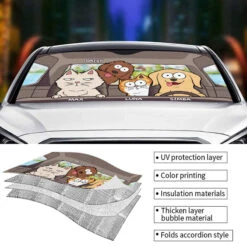 Pet's Trip - Dog & Cat Personalized Custom Auto Windshield Sunshade, Car Window Protector - Gift For Pet Owners, Pet Lovers -Pawfect House Store Thumb 3 201c3b21 b250 4c5e 9137 101fdc2e6ceb