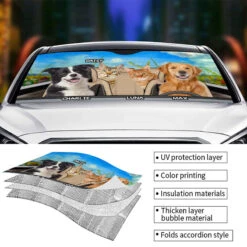Custom Photo Together We Go - Dog & Cat Personalized Custom Auto Windshield Sunshade, Car Window Protector - Gift For Pet Owners, Pet Lovers -Pawfect House Store Thumb 3 2b8097c7 73ab 4c8f 97a9 a0f19799a9aa