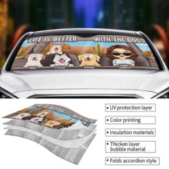 Life Is Better With A Dog - Dog Personalized Custom Auto Windshield Sunshade, Car Window Protector - Gift For Pet Owners, Pet Lovers -Pawfect House Store Thumb 3 a4eac542 3cfb 4d4f b481 7fc3bb6e809c