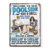 Welcome To Our Poolside Bar & Grill - Couple Personalized Custom Home Decor Metal Sign - House Warming Gift For Husband Wife, Anniversary