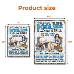 Welcome To Our Poolside Bar & Grill - Couple Personalized Custom Home Decor Metal Sign - House Warming Gift For Husband Wife, Anniversary -Pawfect House Store Thumb.4 078411ba 3799 4309 b1c4 1d462206ca05