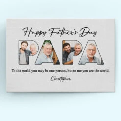 Custom Photo Happy Father's Day, Papa - Family Personalized Custom Horizontal Canvas - Father's Day, Birthday Gift For Dad, Grandpa