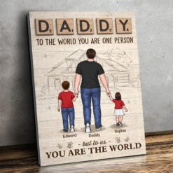 Dad We Love You - Family Personalized Custom Vertical Canvas - Birthday Gift For Dad