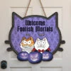 Welcome, Foolish Mortals - Cat Personalized Custom Shaped Home Decor Wood Sign - Halloween Gift For Pet Owners, Pet Lovers