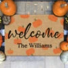 Home Sweet Home, Blessed And Thankful - Family Personalized Custom Home Decor Decorative Mat - Halloween Gift For Family Members