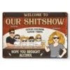 Welcome To Our Shitshow - Couple Personalized Custom Home Decor Metal Sign - House Warming Gift For Husband Wife, Anniversary