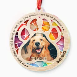 Custom Photo Once By My Side, Forever In My Heart - Memorial Personalized Custom Suncatcher Ornament - Acrylic Round Shaped - Sympathy Gift For Pet Owners, Pet Lovers