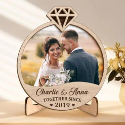 Custom Photo To The Love Of My Life - Couple Personalized Custom 2-Layered Wooden Plaque With Stand - House Warming Gift For Husband Wife, Anniversary