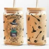 Witches Brew Coffee Co - Personalized Custom Witch Glass Cup, Iced Coffee Cup - Halloween Gift For Witches, Yourself