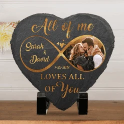 Custom Photo God Knew My Heart Needed You - Couple Personalized Custom Heart Shaped Stone With Stand - Gift For Husband Wife, Anniversary